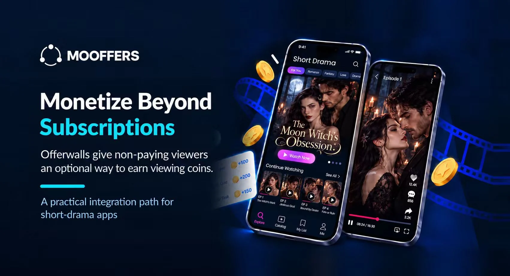 Monetize beyond subscriptions: non-paying viewers can earn coins through an offerwall.